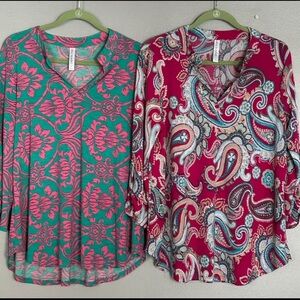 (2) Dear Scarlett Printed Tops Women’s Large